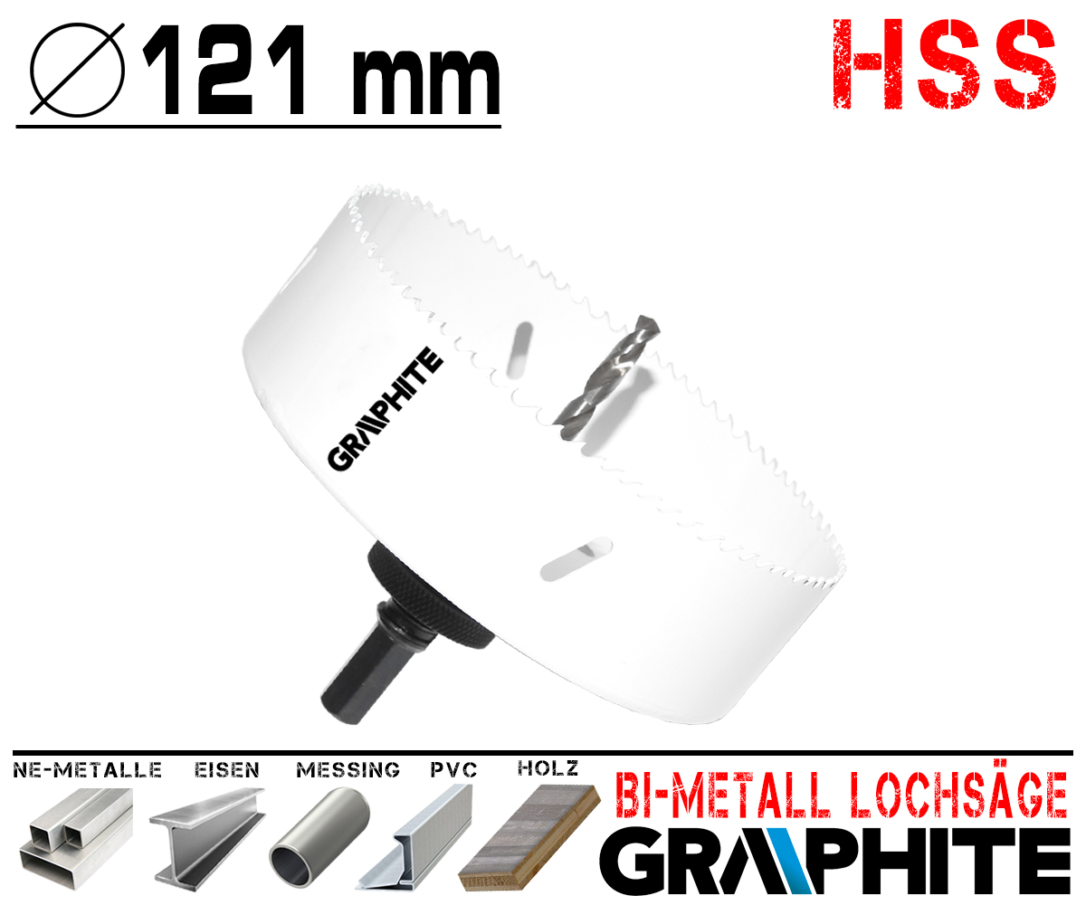HSS Bi-Metall Lochsäge Ø 121mm Hochwertige Bohrkrone Dosenbohrer ohne Aufnahme