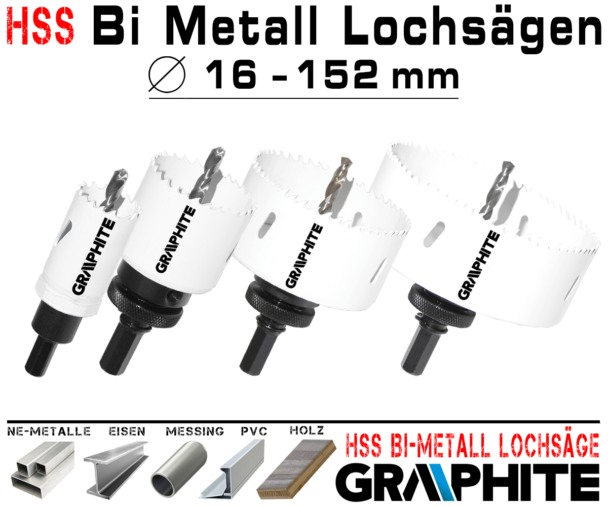 HSS Bi-Metall Lochsäge Ø 76mm PROFI Bohrkrone Dosenbohrer Komplett mit Aufnahme