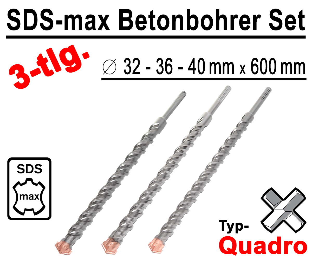 SDS-plus Betonbohrer 14 mm x 600 mm Quadro Bohrer Hammerbohrer Steinbohrer 