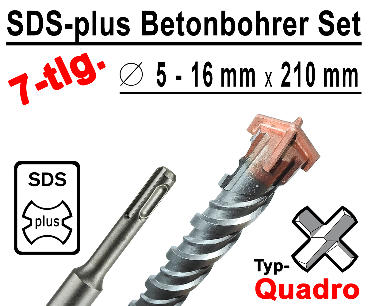 8,5 mm SDS Plus Quadro X Betonbohrer/Steinbohrer/Hammerbohrer 4-Schneiden 8,5x210 mm